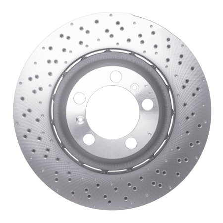 DYNAMIC FRICTION CO Hi-Carbon Alloy GEOMET Coated Rotor - Drilled, Fined Turned finish (1.6 RMS), Rear Right 920-02080DA